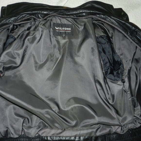 Wilsons Leather Vintage Black Leather Thinsulate Bomber Jacket Men's Size Medium - Picture 10 of 15